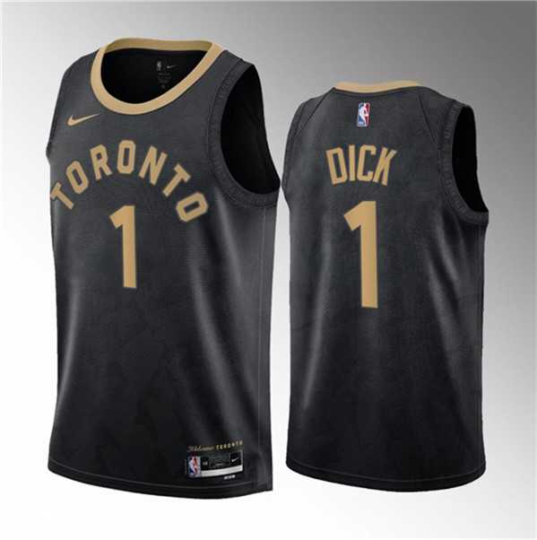 Men's Toronto Raptors #1 Gradey Dick Black 2023 Draft City Edition Stitched Basketball Jersey Dzhi